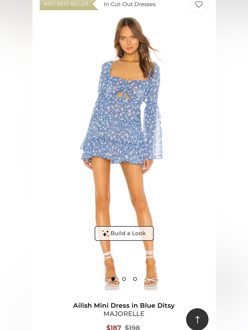 MAJORELLE Blue Ditsy Tie-Front Mini Dress